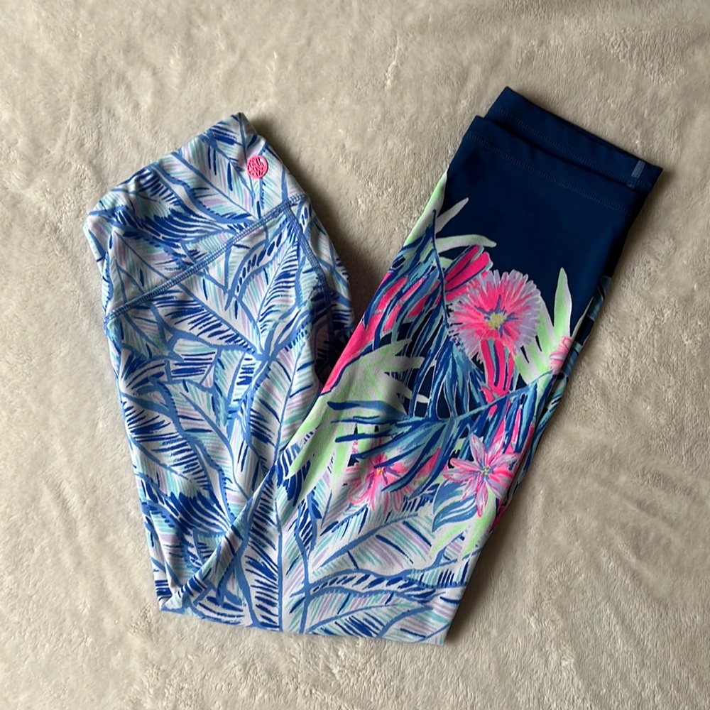 Lilly Pulitzer Blue and Pink Tropical Leggings